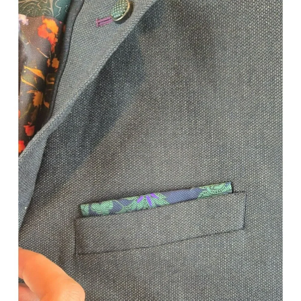 Ted Baker London Blazer Suit Jacket Men's Size 2‎ Small Floral Painting Lining